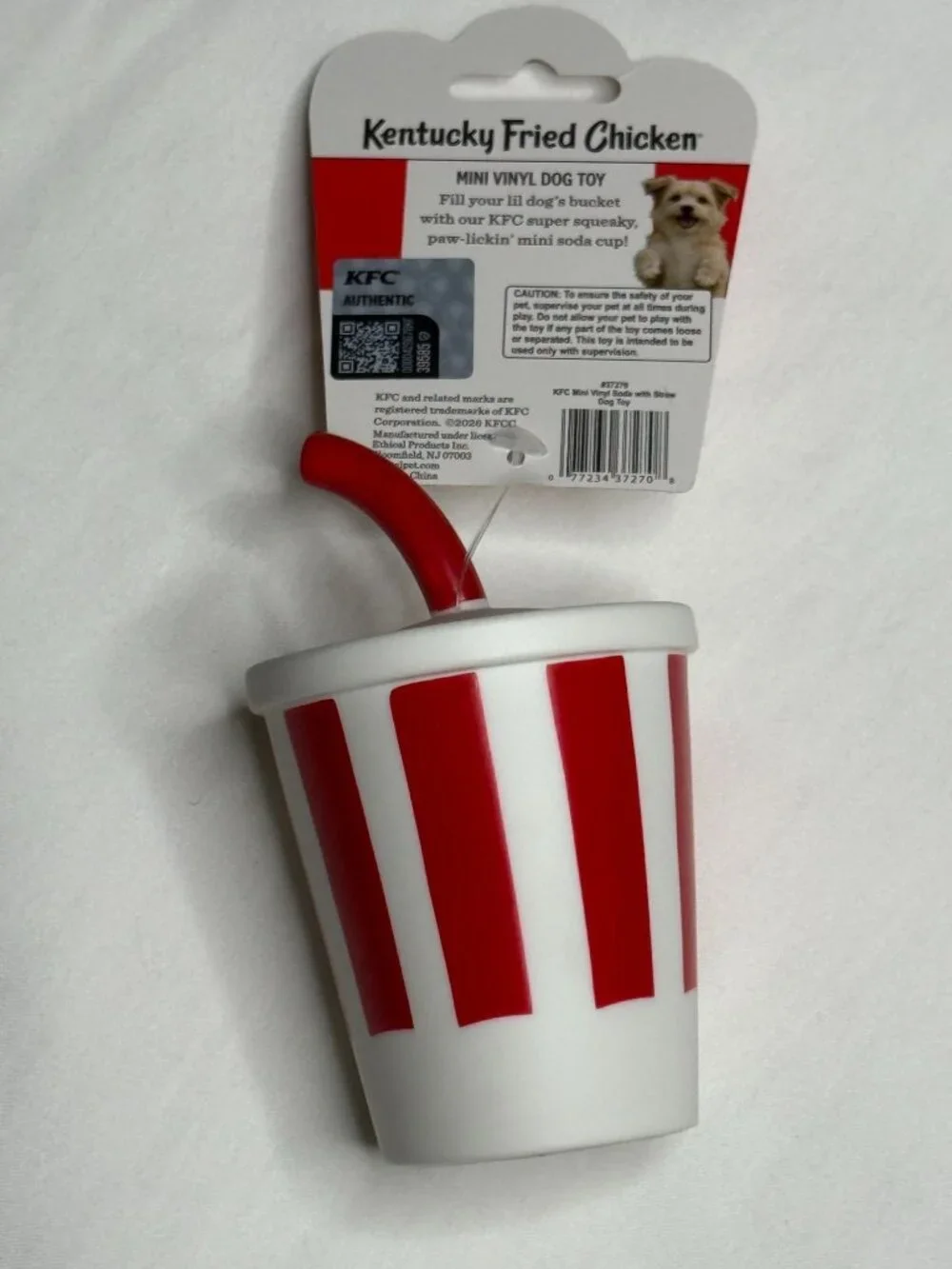 KFC Mini Soda Cup Dog Toy Vinyl Squeaky Pet Toy New